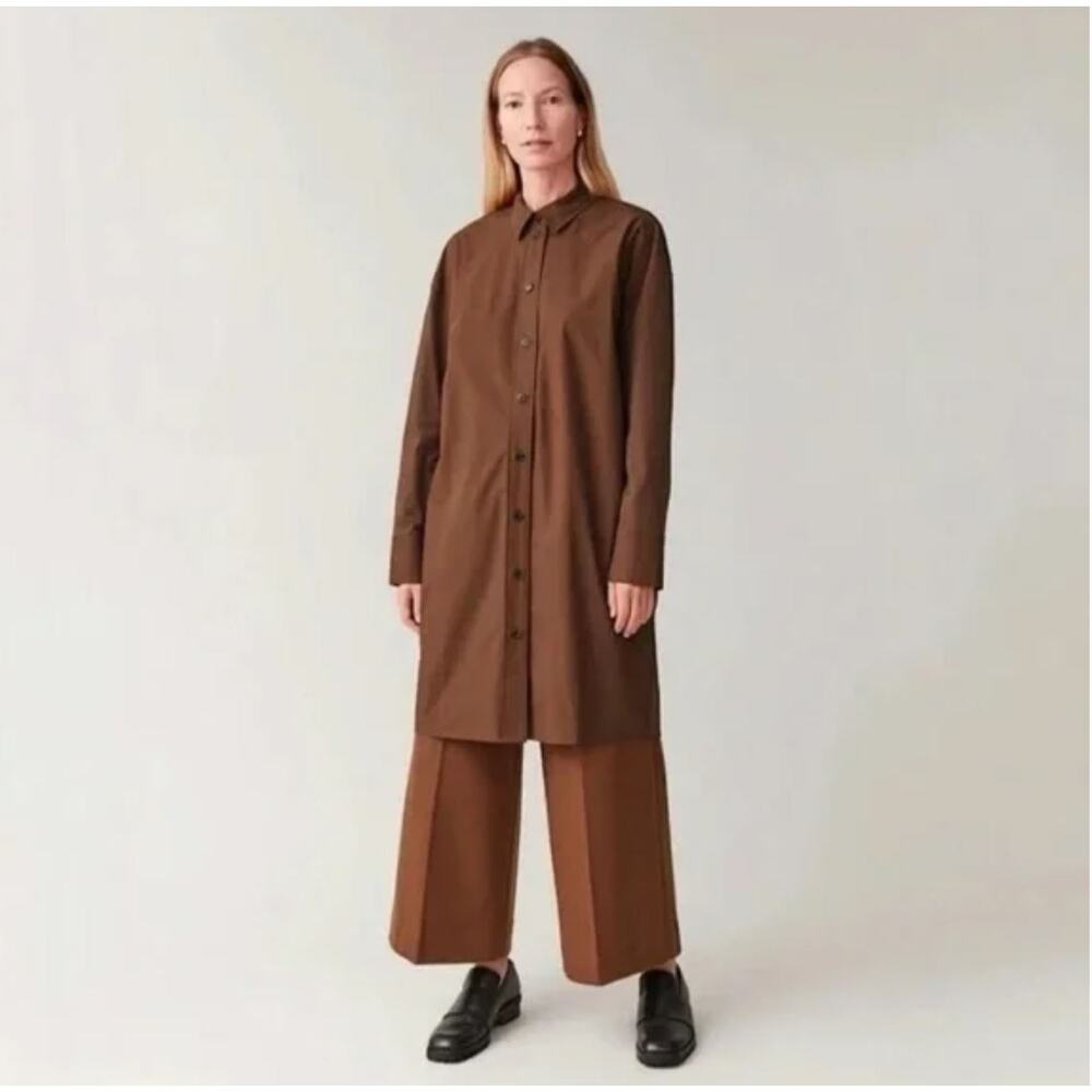 COS Brown Long Button Shirt Dress